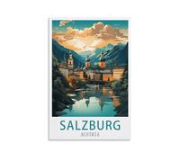 YNIEILUU Affiches de voyage vintage sur toile de Salzbourg Autriche - Décoration murale pour chambre à coucher - 20 x 30 cm