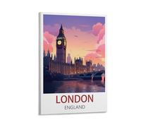 YNIEILUU Affiches sur toile vintage de voyage de Londres et d'Angleterre - Décoration murale pour chambre à coucher - 20 x 30 cm