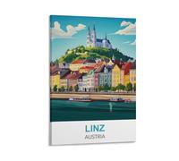 YNIEILUU Linz Poster de voyage vintage Autriche 30 x 45 cm