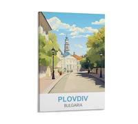 YNIEILUU Plovdiv Bulgarie Poster vintage de voyage 50 x 75 cm Impression sur toile Art mural