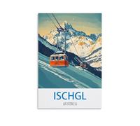 YNIEILUU Poster de voyage vintage Autriche Ischgl 20 x 30 cm