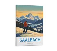 YNIEILUU Poster de voyage vintage Saalbach Autriche 40 x 60 cm