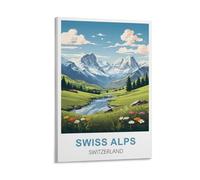 YNIEILUU Poster vintage sur toile représentant des Alpes suisses et de la Suisse - Décoration murale pour chambre à coucher - 20 x 30 cm