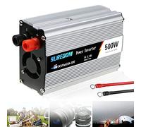 YNITJH 300W/500W/600W/800W/1000W/1200W/1500W/2000W Onduleur Pur Sinus Convertisseur Transformateur DC 12V AC 220V,Ports USB Corps en Aluminium avec Attaches de Batterie de Voiture,12V/220V-500W