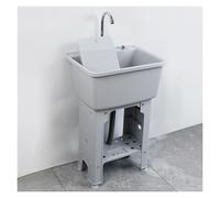 YNIYUJKL Bac À Linge Autoportant avec Robinet Et Planche À Laver, en Plastique Résistant, Idéal pour Le Camping Et La Buanderie.,Grey-40x36x78.5cm