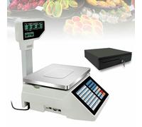 YNIYUJKL Balance Numérique d'impression D'Étiquettes avec Fonction Code-Barres, Calcul Précis du Poids Et du Prix pour Les Commerces De Détail Et Les Supermarchés,Machine+Cashbox