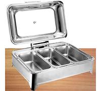 YNIYUJKL Chafing Dish Électrique en Acier Inoxydable pour Buffet, 9 L, Rectangulaire, avec Couvercle Transparent en Verre, Idéal pour Buffets, Banquets Et Réceptions. Gn1/3,GN1/2