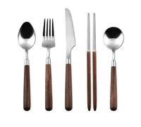 YNIYUJKL Ensemble De Couverts en Argenterie, 5/20/30/40 Pièces, en Acier Inoxydable 304, Style Rétro Et Léger, avec Cuillères, Couteaux, Fourchettes Et Cuillères pour L,Silver-1Set-5Pcs