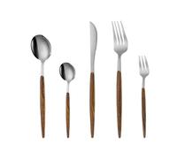 YNIYUJKL Ensemble De Couverts en Argenterie, 5/20/30/40 Pièces, Vaisselle Dorée, Couteau, Fourchette Et Cuillère en Acier Inoxydable, Imitation Bois, Ensemble De Coutea,Silver-8Set-40Pcs