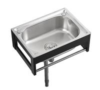 YNIYUJKL Évier Mural en Acier Inoxydable avec Support, Petit Bac Utilitaire À Un Seul Bac, Idéal pour La Buanderie, Le Garage, La Restauration Et L'Industrie.,38x33x21cm