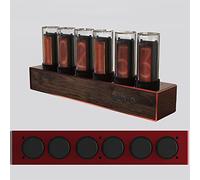YNIYUJKL Horloge À Tube Nixie Rétro Vintage pour Bureau, Base en Bois Imitation Et Horloge 24 Heures, Idéale pour Manger sous Un Écran D'Ordinateur Ou sur Une Table De Chevet dans,Red
