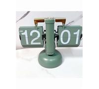 YNIYUJKL Horloge Murale À Quartz Vintage en Métal Blanc, Petite Horloge Numérique À Bascule, À Monter Soi-Même, en Acier Inoxydable, Idéale pour Le Salon,Avocado Green-One Size