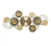 YNIYUJKL Horloge Murale De Luxe en Métal De 34 Pouces, Motif Floral 3D, pour Salon, Chambre À Coucher, Bureau, Silencieuse, sans Tic-Tac, À Quartz, Fonctionne avec des Piles