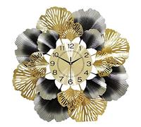 YNIYUJKL Horloge Murale Vintage De Style Ferme, Cadran Doré, Fonctionne avec des Piles, Silencieuse, sans Tic-Tac, Ronde, 68 Cm, Motif Feuille De Ginkgo, pour Chambre À Coucher Ou,One Color-68 * 68cm