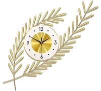 YNIYUJKL Horloge Murale Vintage en Métal Doré pour La Maison, Horloges Suspendues Modernes en Fer en Forme D'Épi De Blé pour Salon, Chambre À Coucher, Bureau pour Chambre À Couch,Gold-66 * 64cm