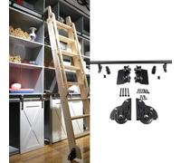 YNIYUJKL Kit De Rails pour Échelle De Bibliothèque Roulante De 3,3 À 24 Pieds, Kit De Quincaillerie, Rail/Rail pour Échelle Coulissante avec Connecteur De Rail, Rail Mobile pour É,8ft/244cm Track kit