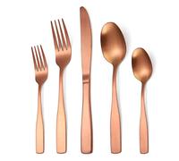 YNIYUJKL Ménagère De 5/20/30/40/50/60 Pièces en Acier Inoxydable Mat, avec Manche Carré, Fourchettes Et Cuillères Noires,Rose Gold-8Set-40Pcs