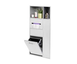 YNIYUJKL Niche De Douche en Acier Inoxydable, Étagère Encastrée pour Salle d'eau avec Poubelle, Rangement Étanche pour Shampoing, Produits De Toilette, Papier Toilette,White-(W x H x D) 40x86x14cm