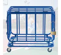 YNIYUJKL Présentoir À Ballons D'Intérieur avec Chariot Et Serrure, Cage/Bac À Balles Roulant pour Le Rangement De Ballons De Basket-Ball, Football Et Soccer, Pliable, Ca,Blue-90x70x80cm