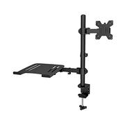 YNIYUJKL Support De Bureau Double pour Écran LCD, Noir, Entièrement Réglable, Compatible avec Un Écran De 10 À 32 Pouces Et Un Ordinateur Portable (Jusqu'À 17 Pouces). Convient Ég