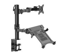 YNIYUJKL Support Double Bras pour Ordinateur Portable Et Moniteur, Bras Entièrement Réglables en Hauteur, Compatible avec Les Ordinateurs Portables De 11 À 15,6 Pouces Et Les Moni