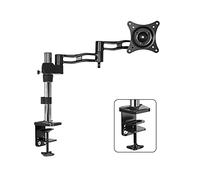 YNIYUJKL Support pour Écran Unique, Bras Réglable De 38 À 69 Cm (15 À 27 Pouces), Fixation De Bureau avec Kit De Fixation par Pince Et Œillet, Compatible Vesa 75/100 Mm.,C-C Clamp