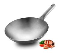 YNIYUJKL Wok À Frire en Titane Pur, Wok Non Revêtu, Conduction Thermique Rapide, Poêle Antiadhésive Faite À La Main pour Cuisinière À Gaz,A-32cm