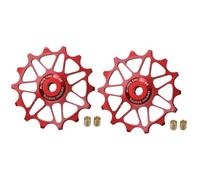 YNKJFOD Compatible for SRAM, Compatible for Shimano 12T 14T Roulement en Céramique Poulie De Dérailleur Arrière 2 Pièces Rouleau De Guidage Roue Jockey(2pcs 14T Red)
