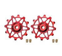YNKJFOD Compatible for SRAM, Compatible for Shimano 12T 14T Roulement en Céramique Poulie De Dérailleur Arrière 2 Pièces Rouleau De Guidage Roue Jockey(2pcs 12T Red)
