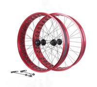 YNKJFOD Jeu De Roues Fatbike 26x4.0/4.9, Frein À Disque, Finition Anodisée, Moyeu Creux Peilin, Avant 135mm Arrière 190mm for Vélo De Neige(A Pair Red Wheel)