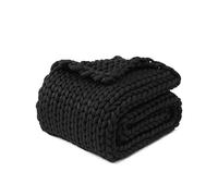 YNM Couverture Originale tricotée à la Main | Jeté en Tricot épais, Doux, Respirant et Portable de Poids Moyen pour canapé, lit, etc. Pièce élégante de décoration d'intérieur (Noir, 100 x 130 cm)