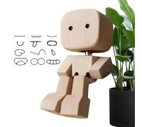 Ynnhik Decoración Salpicadero Coche - Muñeco Madera Móvil, Figura Articulada | Auto Camión Furgoneta Interior Viaje Largo Trabajo Diario Escuela Vacaciones Hogar Oficina