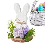 Ynnhik Décoration de Pâques, Figure de Lapin en Bois | DÉCOR DE LABBIT DE Bois Flores FLOURE Passer Figure - Décoration de Table de Pâques Mignonne, Statue de Pâques