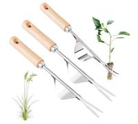 YNNHUDEEP 3 PCS Désherbeur Manuel Outil - Désherbeur Manuel Gouge de Désherbage en Acier Inoxydable avec Poignée Bois Pelle Jardinage Arrache Pissenlit