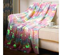 YNNHUDEEP Couverture Enfant Plaid Polaire - 150 x 130 cm Couverture Douillette phosphorescente, adapté à Toutes Les Saisons, Cadeau pour garçons et Filles Noël Anniversaire ou pâques(Licorne Rose)