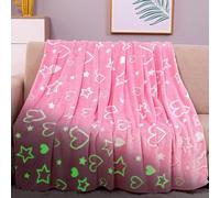 YNNHUDEEP Couverture Enfant Plaid Polaire - 150 x 130 cm Couverture Douillette phosphorescente, adapté à Toutes Les Saisons, Cadeau pour garçons et Filles Noël Anniversaire ou pâques(cœurs Rose)