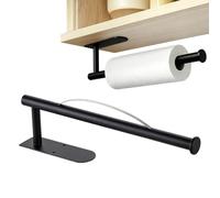 YNNHUDEEP Porte-rouleau de papier de cuisine autocollant sans perçage, avec frein de déroulement, support mural pour cuisine, camping-car, salle de bain, acier inoxydable, noir
