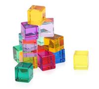 YNNHUDEEP Set de Blocs de Construction Arc-en-Ciel, Cubes en Acrylique Arc-en-Ciel EDELSTEIN, Jouets sensoriels pour Enfants, 16 Blocs de Construction sensoriels colorés à partir de 3 Ans
