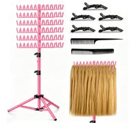 YNNHUDEEP Support à Cheveux RéGlable Avec 144 éPingles, Rose | Support De Perruque Et Organisateur De Cheveux Pour Coiffeurs Et Tresses, Support Pour Extensions De Cheveux Et Coiffures