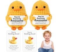 YNOUYRS Lot de 2 poupées de canard positif, en laine à tricoter, un petit câlin, cadeau de meilleure amie, examen porte-bonheur, petit cadeau pour petite amie, famille, ami