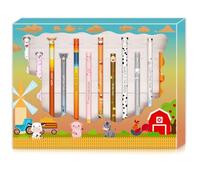 YNOUYRS Lot de stylos gel-effaçables - Noël Erasable Ink Pens avec encre thermosensible, une variété de couleurs d'encre et de designs de tige, pointe de 0,7 mm (12 boîtes surprises de la ferme)