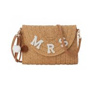 Ynport Crefreak Femmes Paille Embrayage Sac À Main Sac À Main Tissé Enveloppe Shouler Sac Strass Mariage Vacances Embrayage Sac À Main Lune De Miel Cadeau Pour Femme, Kaki MRS