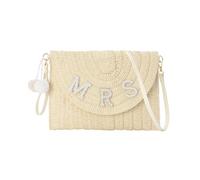 Ynport Crefreak Femmes Paille Embrayage Sac À Main Sac À Main Tissé Enveloppe Shouler Sac Strass Mariage Vacances Embrayage Sac À Main Lune De Miel Cadeau Pour Femme, Beige MRS