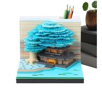 YNPQTDS Calendrier avec sculpture en papier 3D | Motif maison d'arbre en fleurs, bloc-notes artistique avec mémo détachable pour salle de classe, vacances, déplacement, entraînement, enseignant