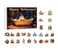YNPQTDS Calendrier de Compte à Rebours d'Halloween, Calendrier Advent Boucles D'oreilles Fantômes Halloween, Bijoux en Acrylique Plat 2D pour Femmes et Adolescentes, Décorations de Fête, Maison et