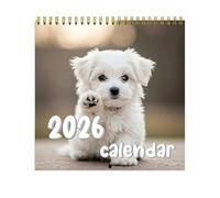 YNPQTDS Calendrier pour chiens 2026-2027 20 x 20 cm chiots Calendrier mural mensuel pour la maison, le lieu de travail, suivi des objectifs personnels, réunions d'équipe, préparations de