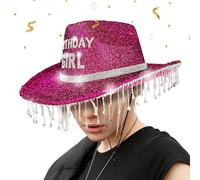 YNPQTDS Chapeau de cowboy pour femme - Chapeau d'anniversaire pour adulte - Strass - Pour adultes - Festival - Voyage - Vacances - Fête d'anniversaire