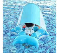 YNPQTDS Flotteur de Piscine Bébé avec Toit,Flotteur Portable Respectueux De La Peau pour Nourrisson - Anneau Pliable en Forme de Requin Amusant avec Ombrelle pour Natation Extérieur Jardin Garçons