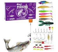 YNPQTDS Leurre pour perche, Noël, petits accessoires de pêche avec crochets, kit d'appâts pour pêche en eau douce, eau salée, lac, bateau, kayak, rivage, équipement truite, carpe, saumon, poisson-chat