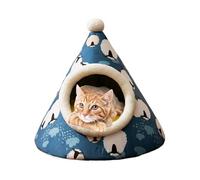 YNPQTDS Lit Couvert pour Chat, Lits Grotte pour Chats d'intérieur - Lit de Maison pour Chat en Peluche Triangulaire - Lits gigognes Auto-Chauffants pour Chats, Meubles Mignons pour Chiots, Coussin de